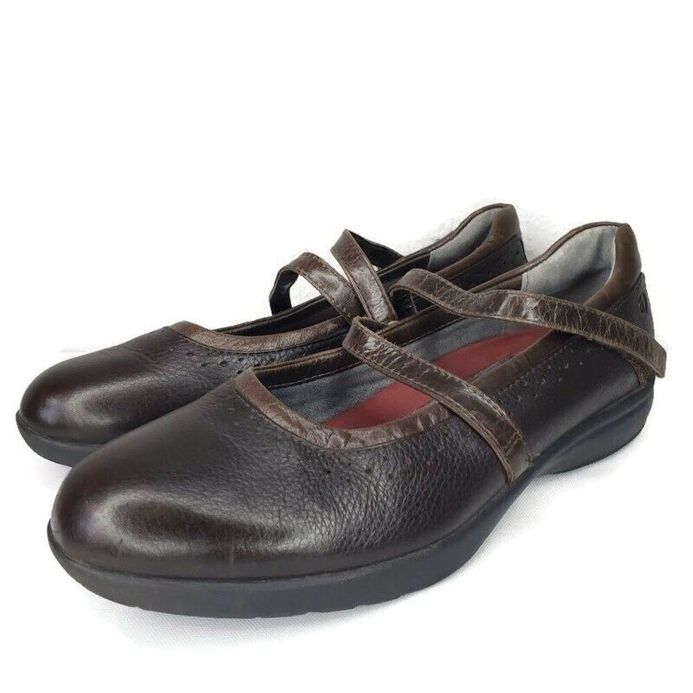 Aravon Shoes Womens Size 7 B Jodi Mary Jane Brown Leather Casual Low Top Comfort